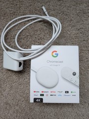Google Chromecast with Google TV 4K Snow Open Box + Google Ethernet Adapter