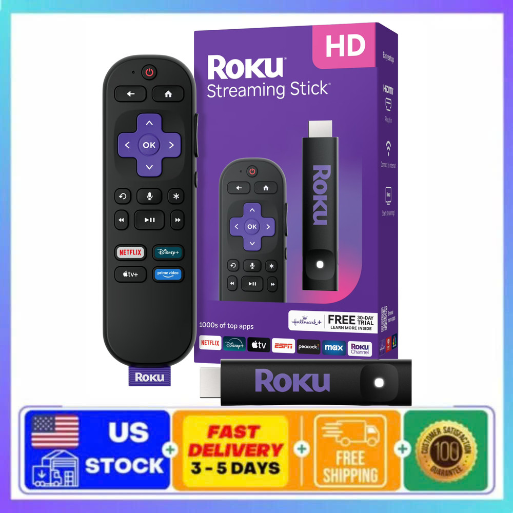 Roku Streaming Stick HD 2025 Streaming Device for TV Voice Remote Free Live TV