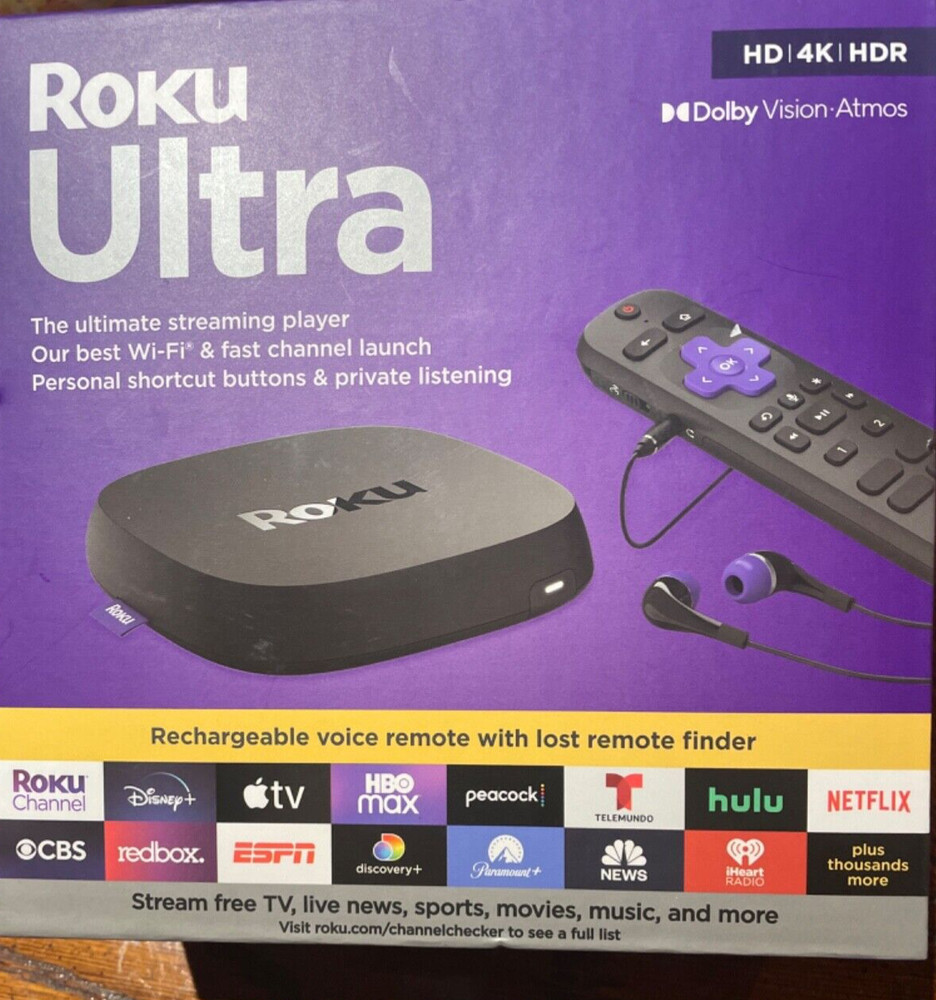 Roku Ultra 4802R Streaming 4K/HDR/Dolby Vision w/ Voice Remote, HDMI Cable