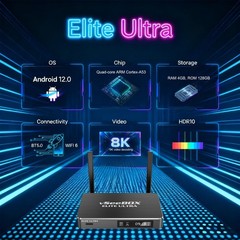 Vseebox Elite Ultra Android TV Box, 8K Streaming Media Player with Voice Control