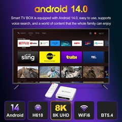 H96 Max H618 Plus Android 14.0 Smart TV Box, Allwinner H618 Quad-core ARM Corte