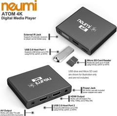 NEUMI Atom 4K Ultra-HD Digital Media Player, USB Drives, SD Cards HDMI Analog AV