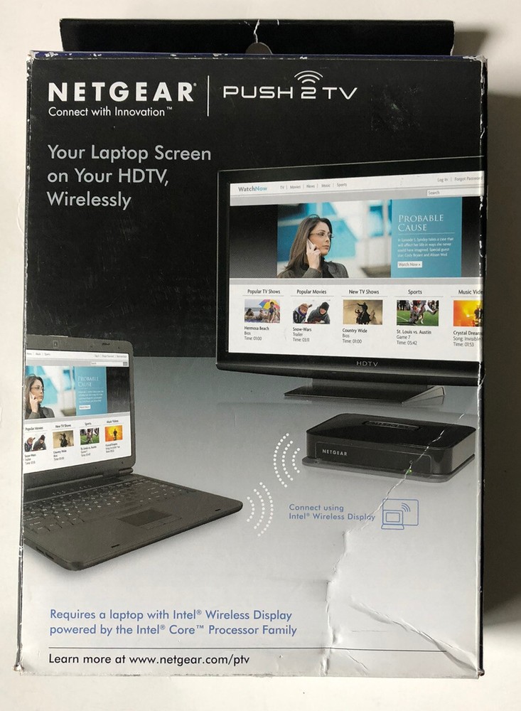 NetGear Push2TV PTV1000 Media Stream Device Laptop To TV Wireless New