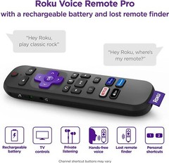 Roku Voice Remote Pro | Rechargeable voice remote with TV controls, lost remote