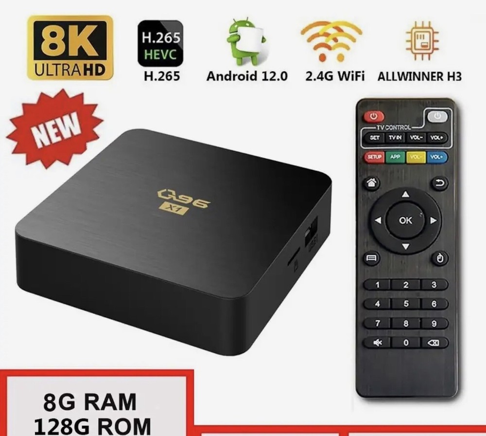 Q96 X1 Smart TV Box Android 13 Allwinner H3 Quad Core 2.4g WIFI 8K 8G +128G IPTV