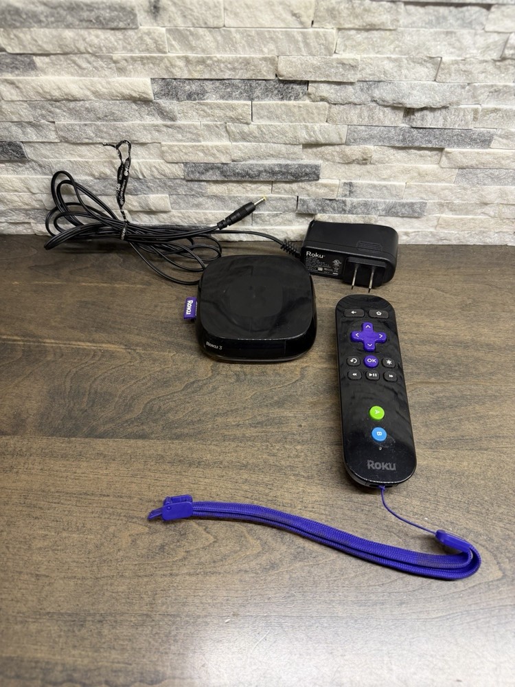 Roku 3 4200X Streaming Player w/ Remote Power Adapter Tested Works