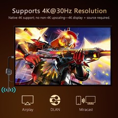 4K Wireless Display Adapter Dongle, Screen Mirroring for i-i-Pad Android Lapt…