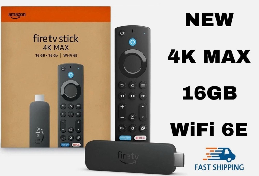 AMAZON FIRE TV Stick 4K MAX 16GB – Wi-Fi 6E – Streaming Device – Newest Model