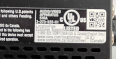 SONY LocationFree Base Station LF-V30 & Power Supply Serial No. 0006784 FOR PART