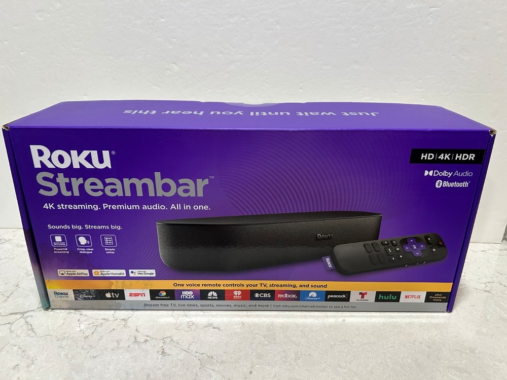 Roku Streambar 4K HDR Dolby Audio Voice Remote Bluetooth Black