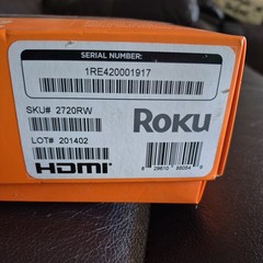 Roku 2 Model 2720X Streaming Box with Power Cord, Remote & HDMI cable & Box