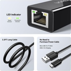 Ethernet Adapter Micro USB to Ethernet for Fire TV Stick and Chromecast