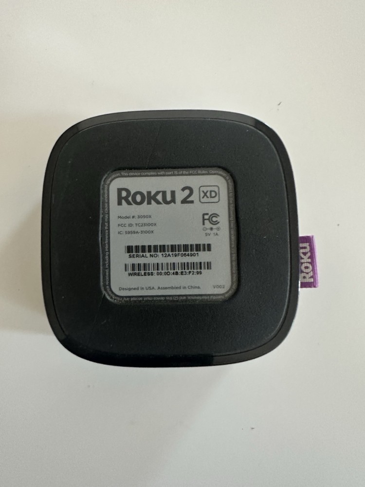 Roku 2 xd 2nd generation media streamer 3050X with Remote Control no Power Cord