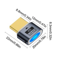 LED 4K Light HDTV Graphics Card Emulator Headless Monitor Adapter Plug-and-Play