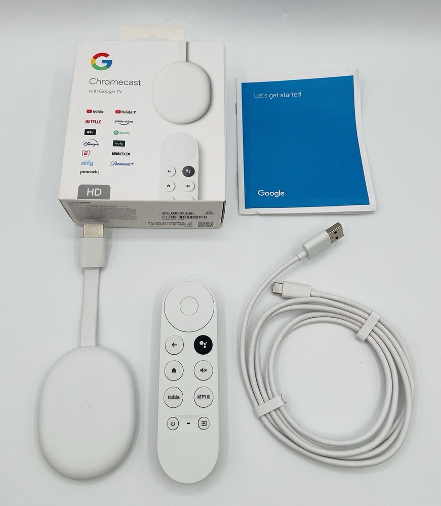Google Chromecast with Google TV Media Streamer HD – Snow (GA03131-US) w/ Box!