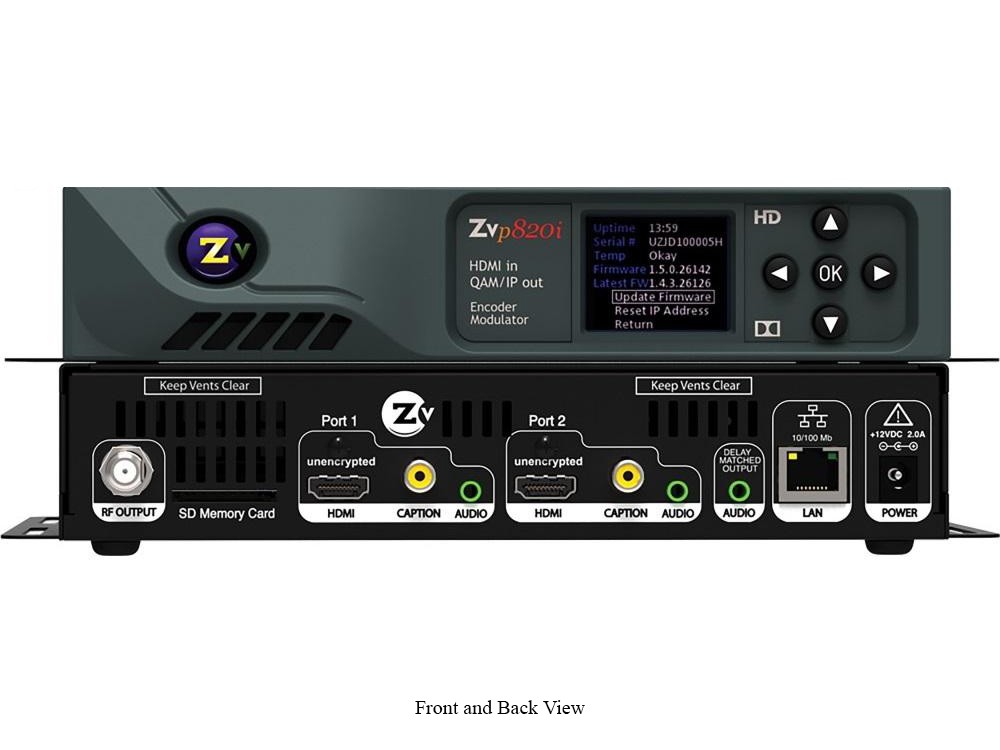 ZeeVee ZVPRO820I-MX 2-Ch 1080p Unencrypted HDMI Encoder/QAM Modulator/IP