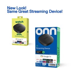 onn 4K Streaming Device, Google TV – Fast Streaming, Ultra HD, 8GB Storage, 2GB