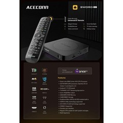 (Aceconn Sword Pro+) – Android 11 | 4K UHD 60fps | Universal BT Remote |2GB/16GB