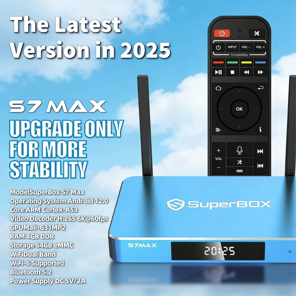 SuperBox S7 Max 6K Media Player WiFi 6 4GB RAM 64GB Storage Android 12