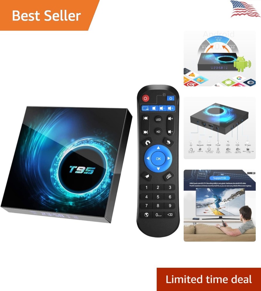 Android TV Box 10.0 – Quad-core, 4GB RAM, 128GB ROM, 6K Resolution, Dual WiFi