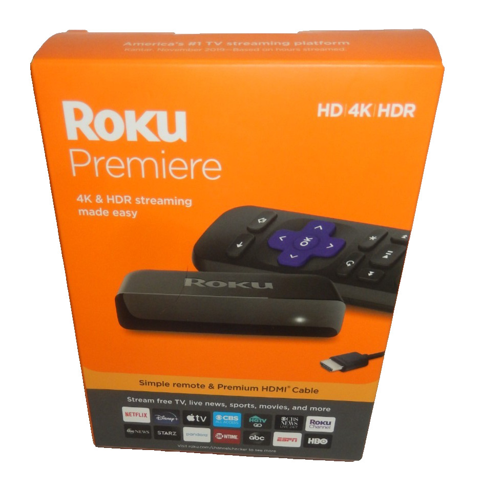 Roku Premiere HD/4K/HDR Streaming Media Player Remote HDMI Cable USB Cable Power