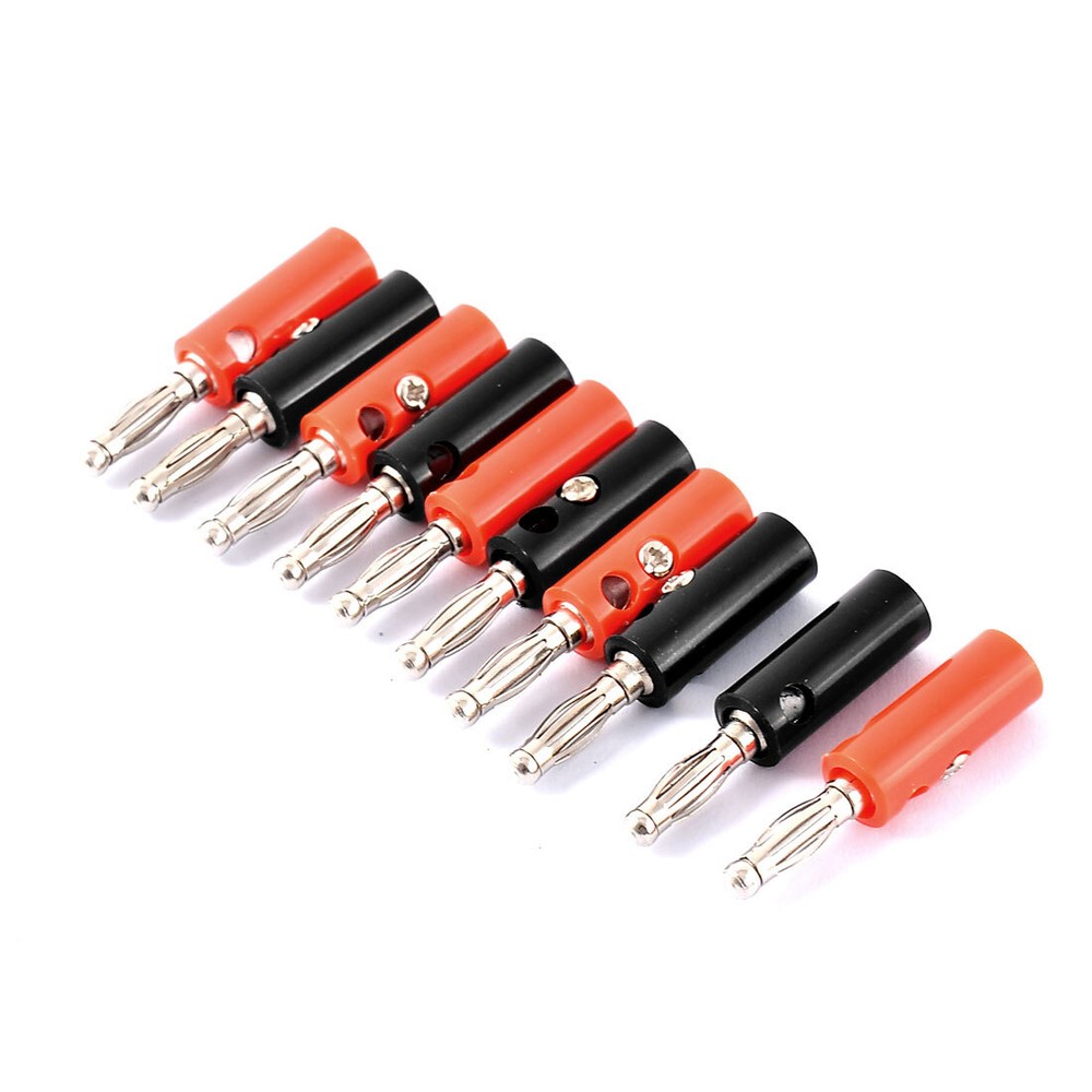 10pcs Black Red Plastic Jacket Audio Speaker Wire Connector Banana Coupler