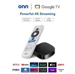 Onn Google TV 4K Plus Ultra HD Streaming Box Device 16GB, 2Gb Ram
