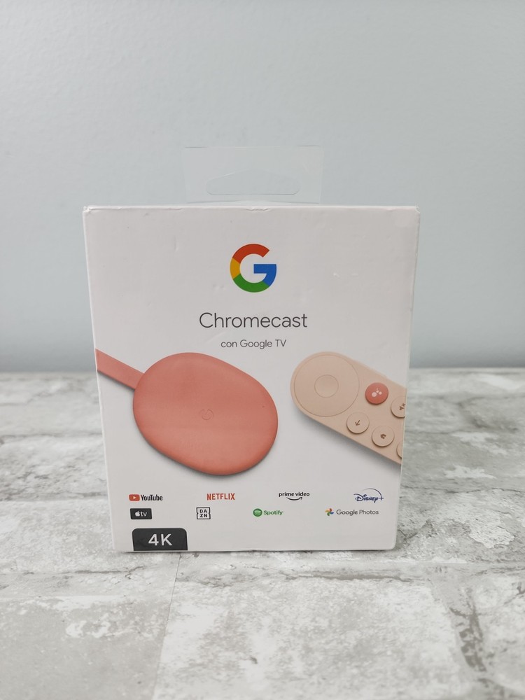 Google Chromecast 4K HDR Pink / Beige Spanish Box GZRNL Brand New Sealed