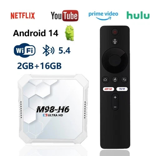 M98-H6 4K Utra HD Android 14 TV Stick WI-FI Blue Tooth 5.4 HDMI Streaming Device