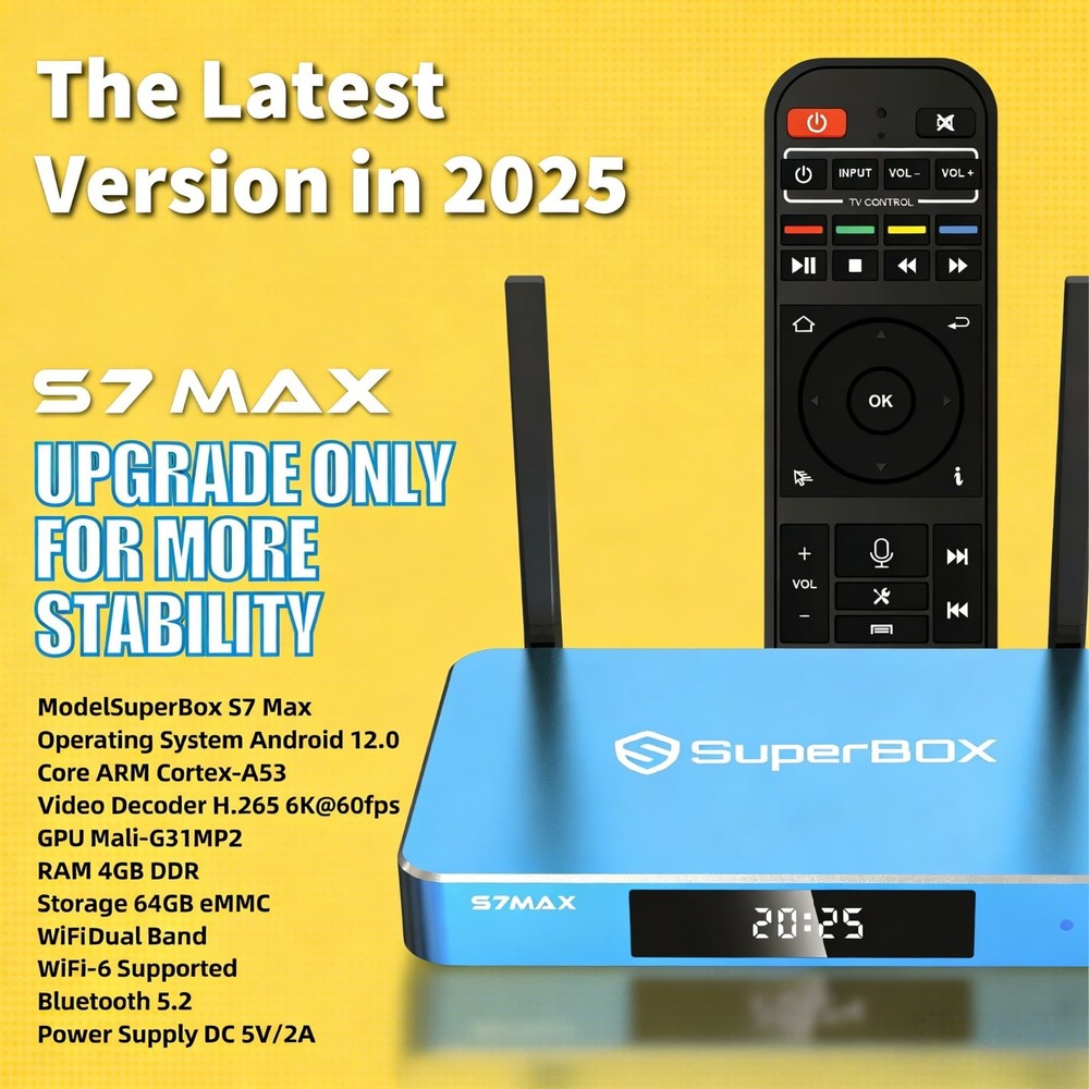 2026 Flagship SuperBox S7 Max Full Features TV Box 4GB 64GB WiFi6 6K 7-Day Time