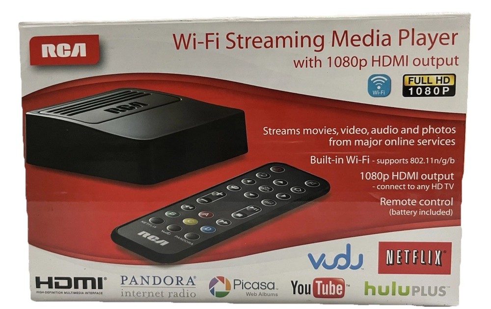 RCA Wi-Fi Streaming Media Player and Remote 1080p HDMI Output Model DSB76WU – BK