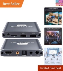 4K HD Digital Media Player, TV MP4 Video Player for USB Drive/Micro SD Card, …