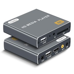 4K Ultra HD Media Player, HDMI Video Player for USB/SD Card, H.265, Looping Auto
