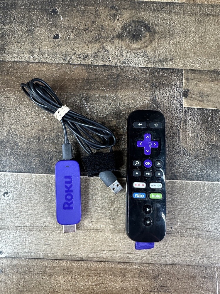 Roku 3500X Black Purple 2nd Generation HDMI Streaming Stick. Tested. Complete