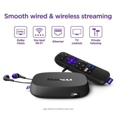 Roku Ultra LT 2023 4K HDR Streaming Player Dolby Vision Voice Remote Ethernet