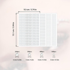 4 Sheets Self Adhesive Pearl Stickers, Self 4 Sizes Bling Rhinestone Sticker, Rh