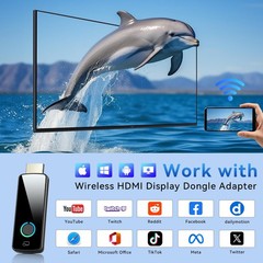 Wireless HDMI Display Dongle Adapter,4K Decode 1080P Output,Portable Streamin…