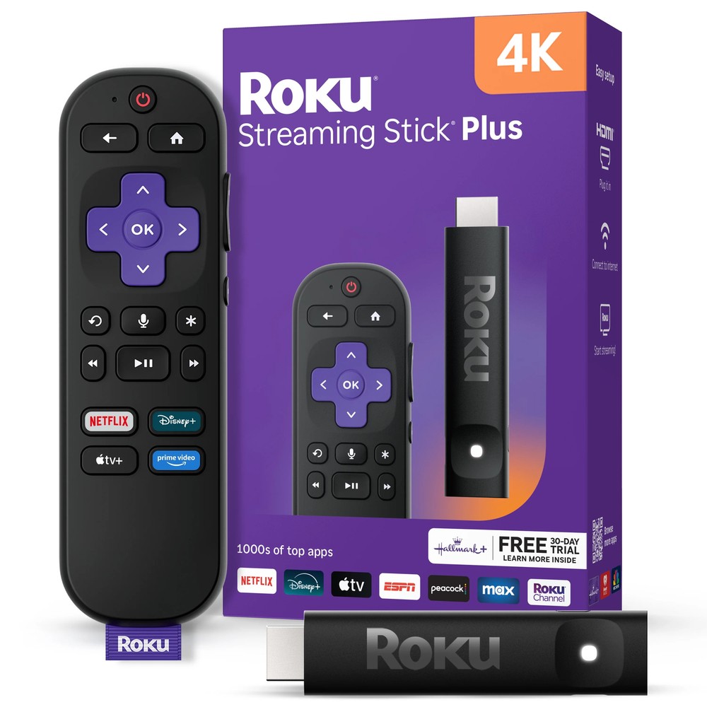 Roku Streaming Stick Plus 2025 – 4K & HDR Roku Streaming Device for TV with Voic