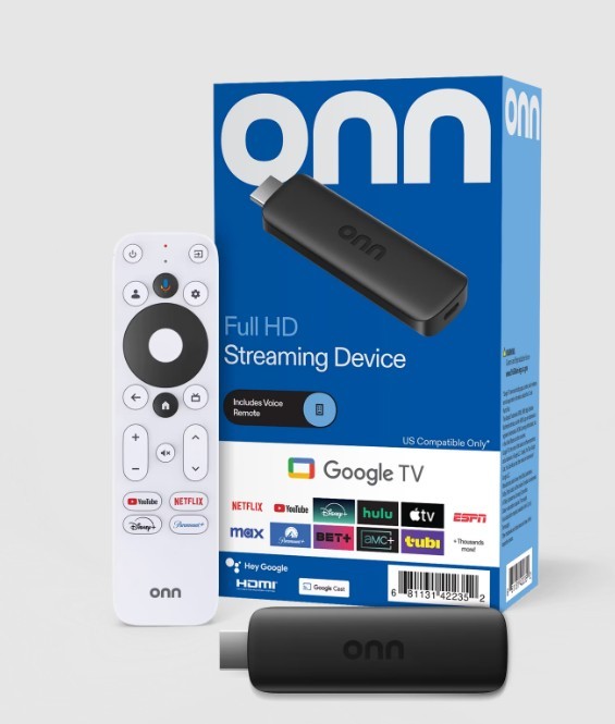 Onn Android TV Full HD Streaming Stick 1080p HDMI Media Player w/ Remote WiFi