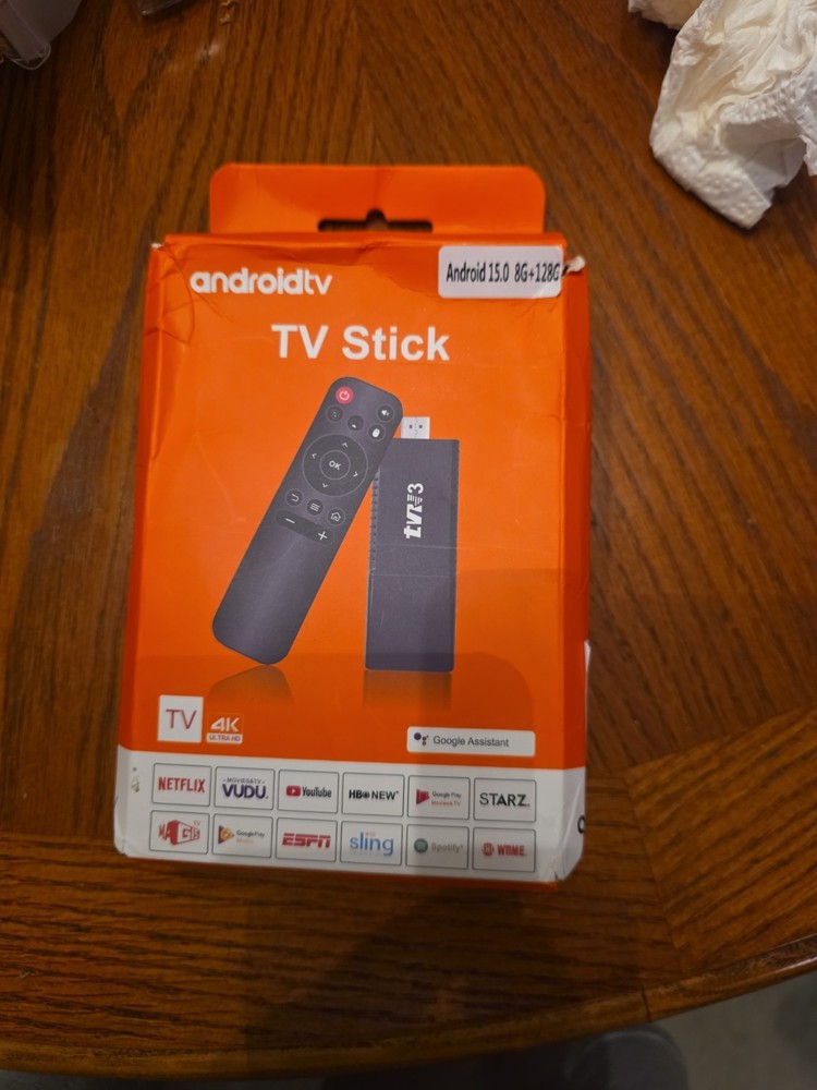 Android TV Stick 4K Ultra HD Streaming Media Player Android 15.0 8GB+128GB Black