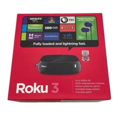 NEW Roku 3 4200R 1080p HD Media Streamer | Black w/ Remote & AC Cord / Ear Buds
