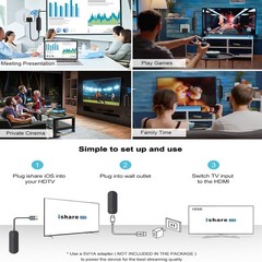 iShare iOS Wireless HDMI Display Adapter for iPhone, Streaming Mirroring Devi…