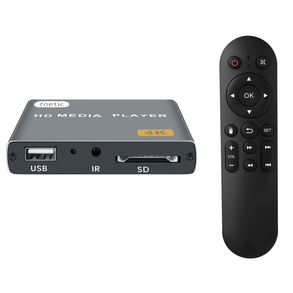 fnetic 4K Digital Media Player with USB Drives/SD Cards Port, HDMI/AV Output,…
