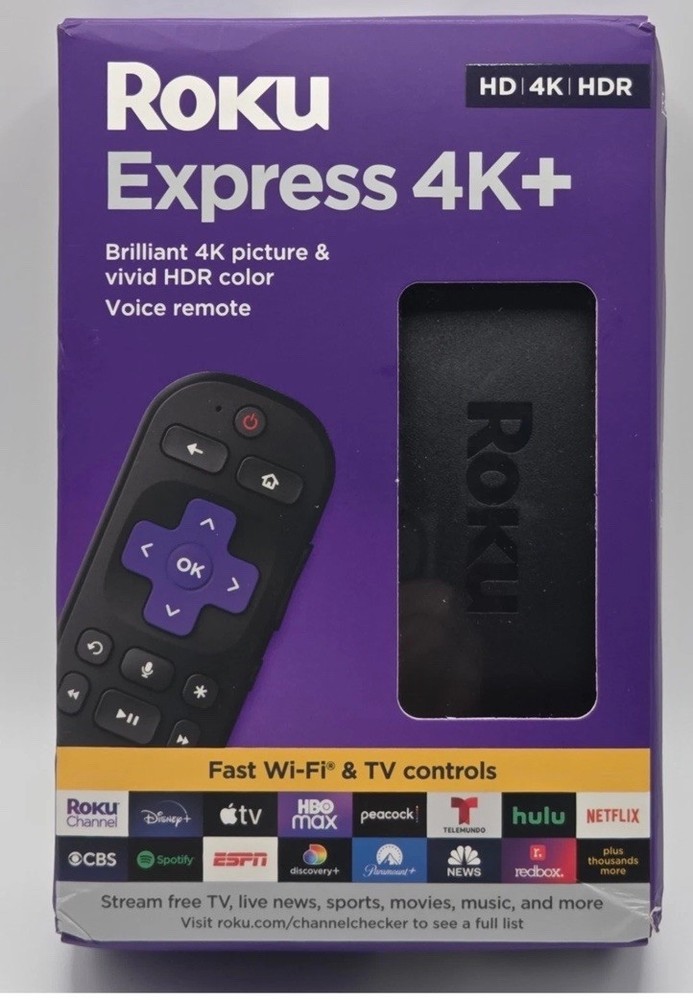 Roku Express 4K+ 3941R2 HDR Media Streamer Player Voice Remote NEW