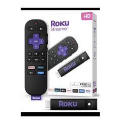 Roku Streamer HD Dongle Voice Remote Wi-Fi HDMI USB Black Purple
