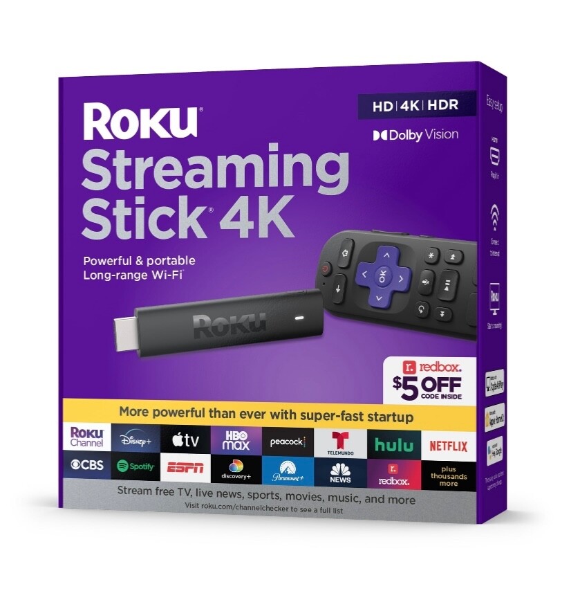 Roku Streaming Stick 4K Device 4K HDR Dolby Vision Voice Remote – 3820RW