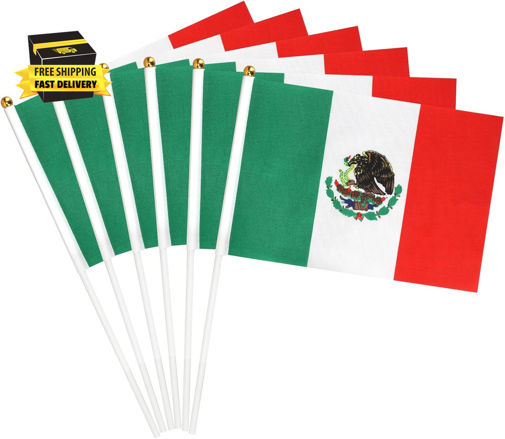 6PCS Hand-Held Small Mexico Flags for World Cup 2026【HD Printing】【Lightweight】【P