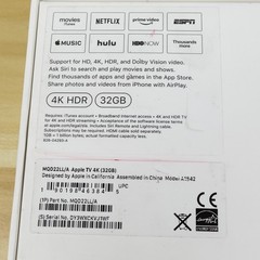 Apple TV 32GB 4K HD Media Streamer Black (MQD22LL/A) Pre-Owned NO REMOTE