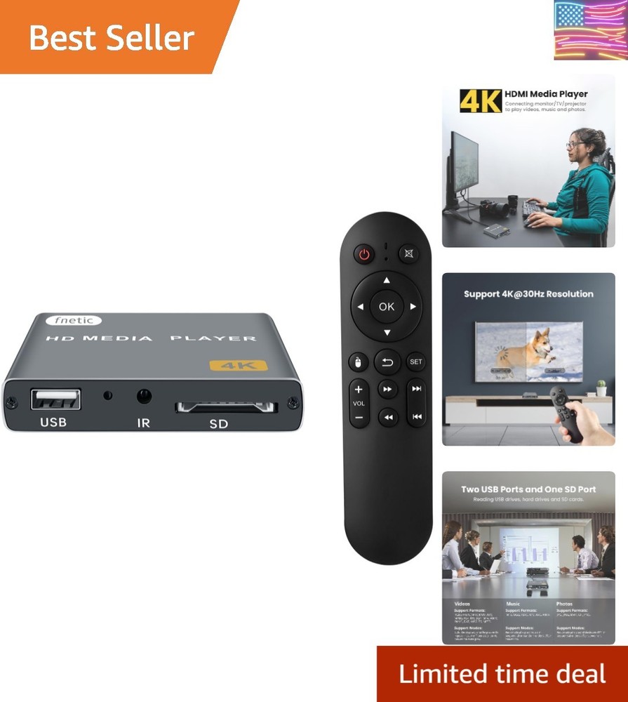 4K Digital Media Player, TV MP4 Video Player with HDMI/AV Output, Digital Sig…