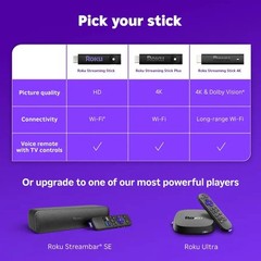 Roku Streaming Stick 3840R HD Streaming with Voice Remote
